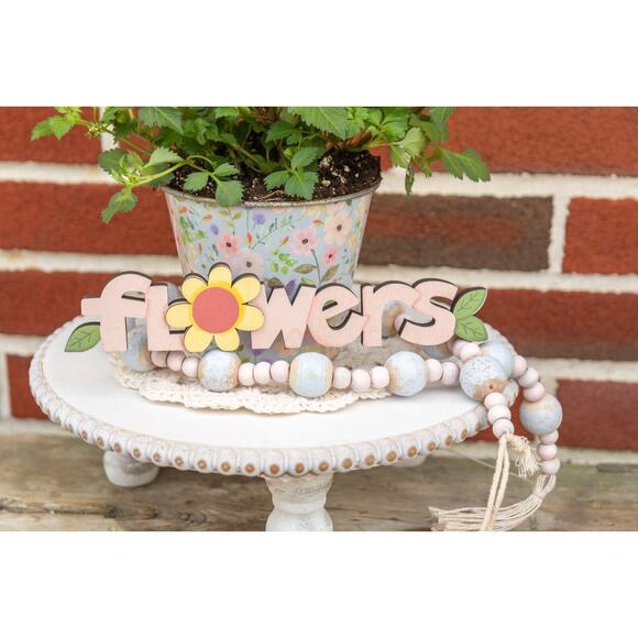 Pink FLOWERS Wooden Cutout Home Decorations Spring Decor Posey Garden Springtime - Picture 2 of 2
